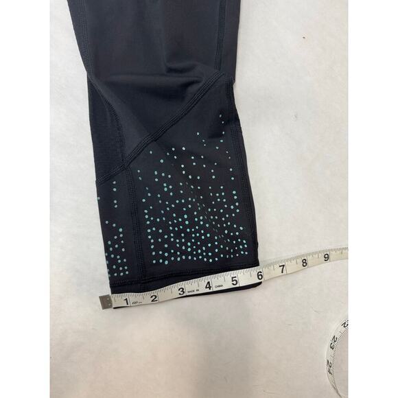 Lululemon Tight Stuff II Tights Full-On Luxtreme Fabric Black Teal Women Size 10 - Picture 6 of 10